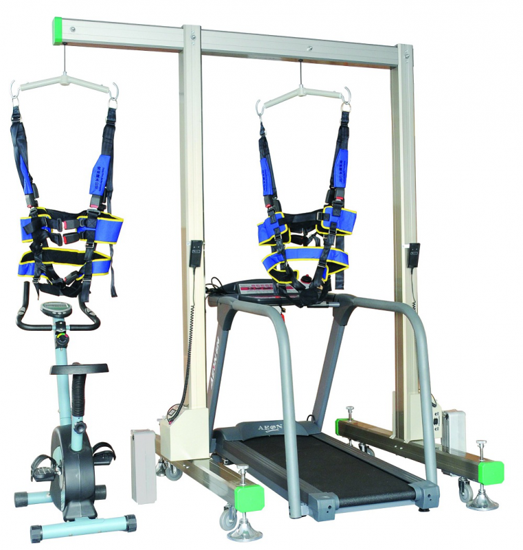 Gantry type electric weight reducing gait training device (equipped with imported electric treadmill power bicycle)-