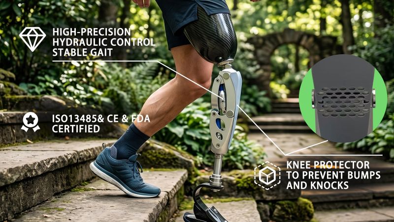 Multi-axis hydraulic knee joint-